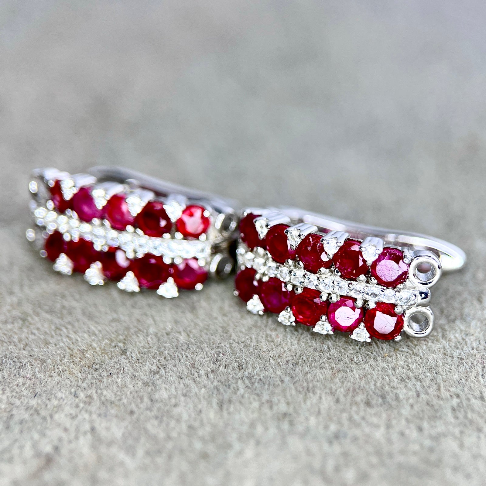Boucles d'Oreilles - Rubis & Argent 925