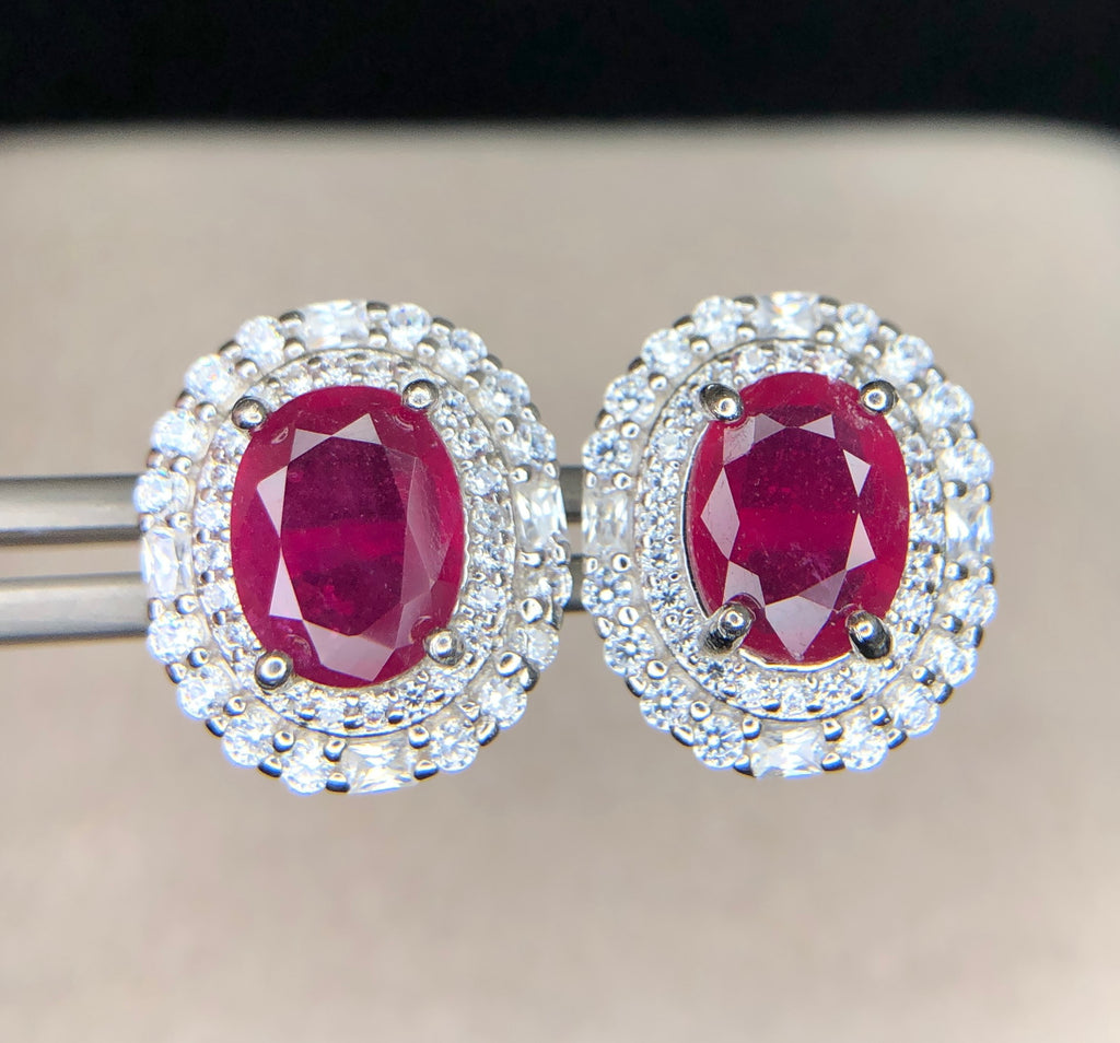 Splendide parure ornée de Rubis & Argent 925 Rhodié