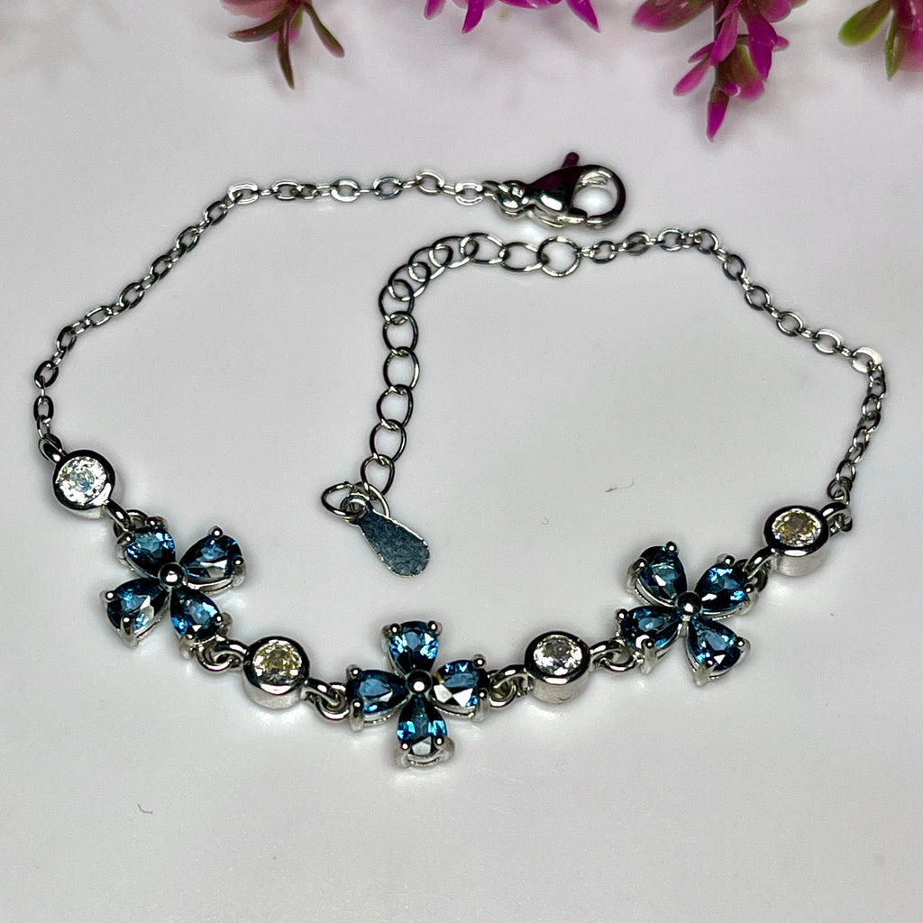 Bracelet Éclat Océanique - Topaze London Blue & Argent Rhodié