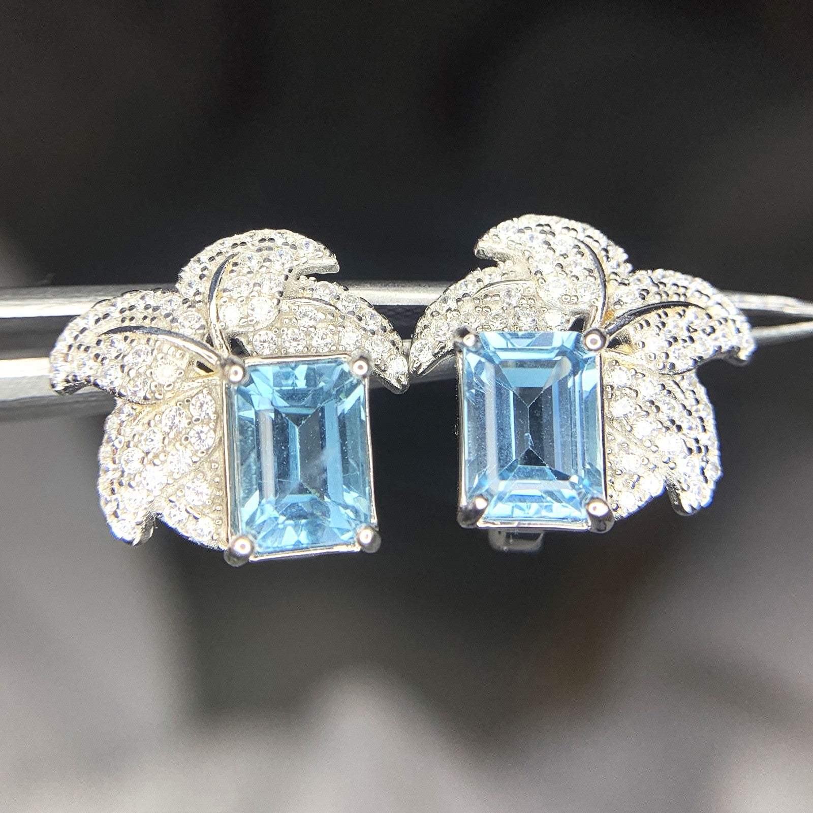 Boucles d'Oreilles - Topaze Naturel & Argent S925 Plaqué Rhodium