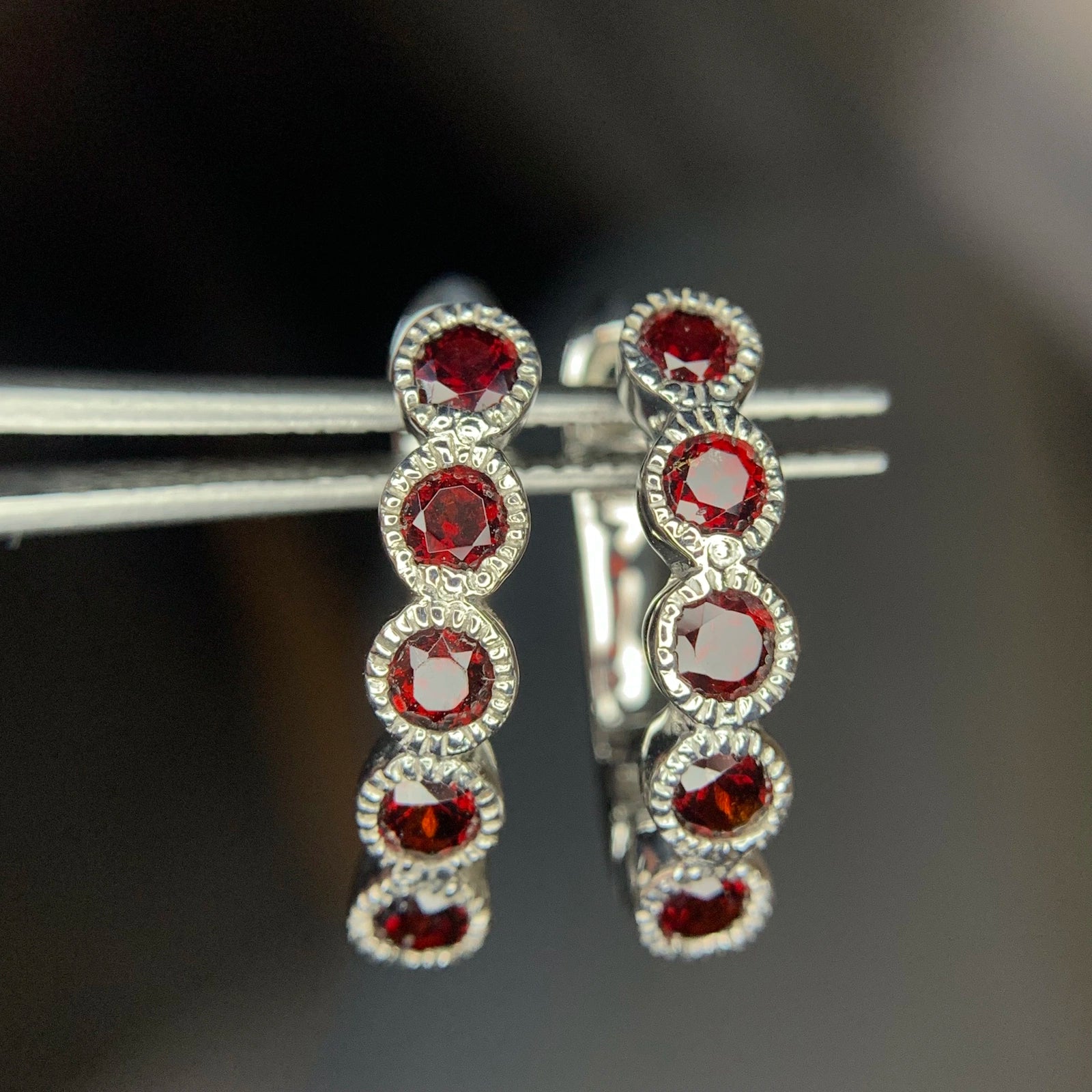 Parure Tennis - Grenat Rhodolite 41 Ct & Argent 925 Rhodié
