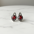 Boucles d'Oreilles - Grenat & Spinelle Naturel & Argent Plaqué Rhodium