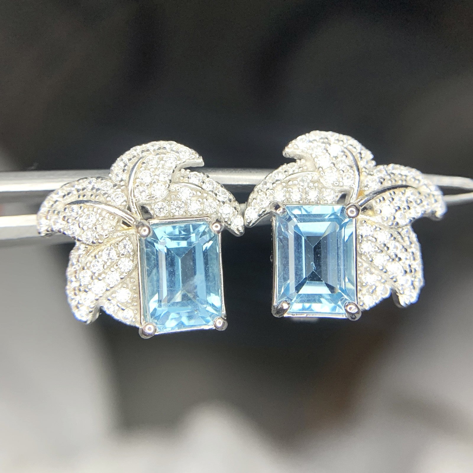 Boucles d'Oreilles - Topaze Naturel & Argent S925 Plaqué Rhodium