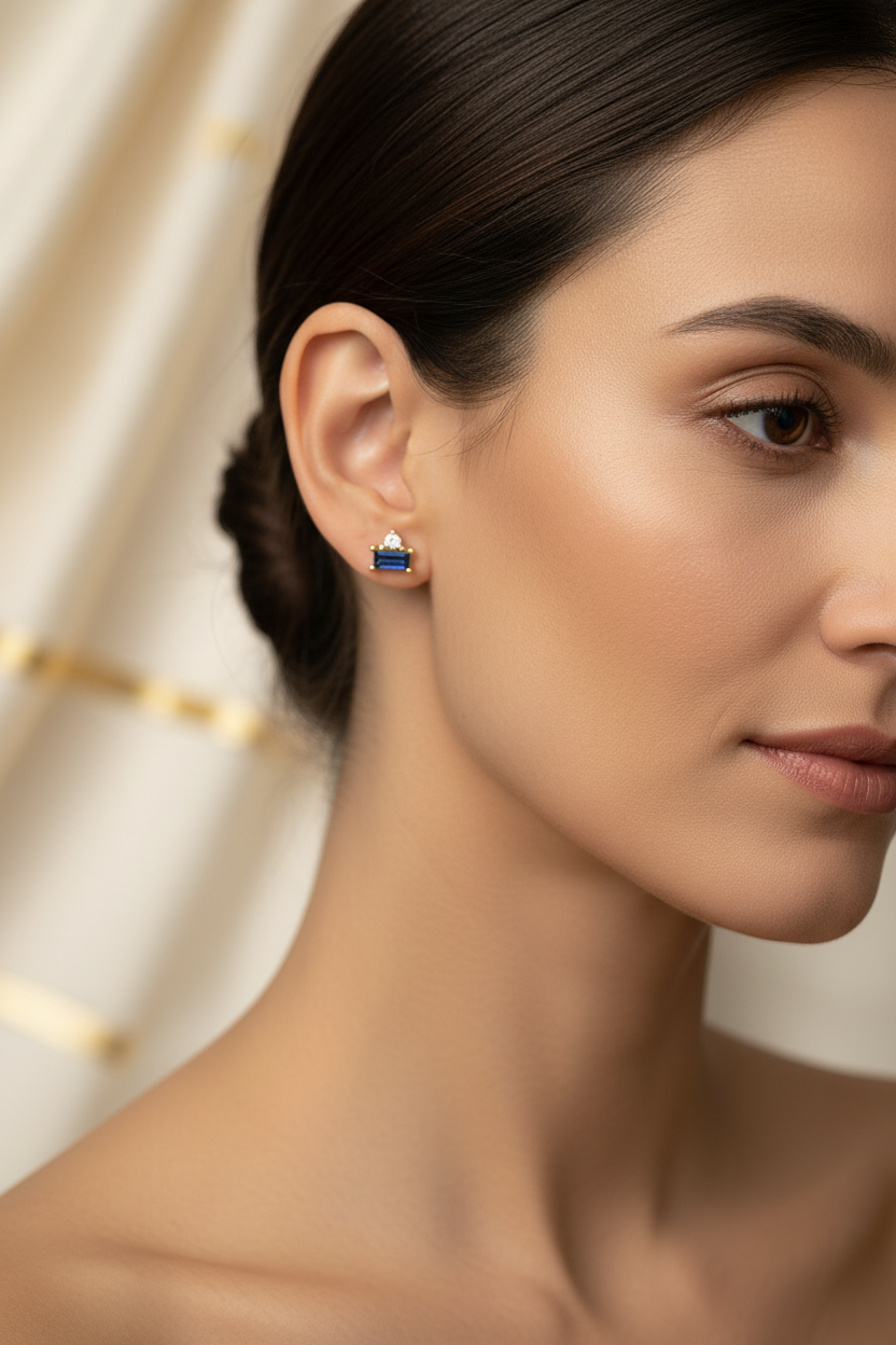 Boucles d’Oreilles Argent 925 Zirconium Bleu – Chic & Minimaliste