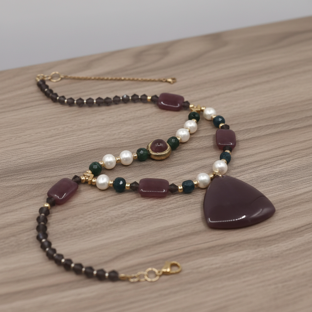 Royal Burgundy - Agate & Acier Inoxydable Plaqué d'or