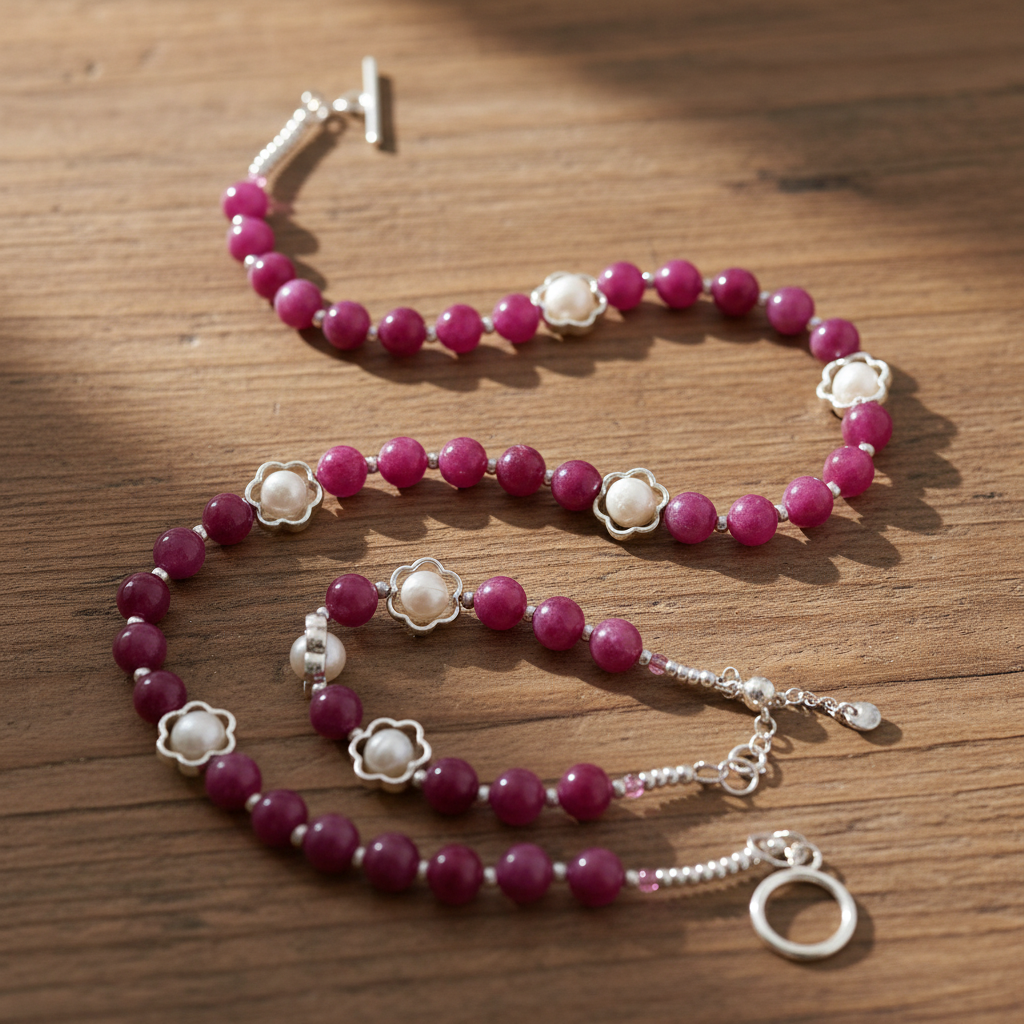 Fuchsia Flamenco Duo - Agate & Plaqué Argent