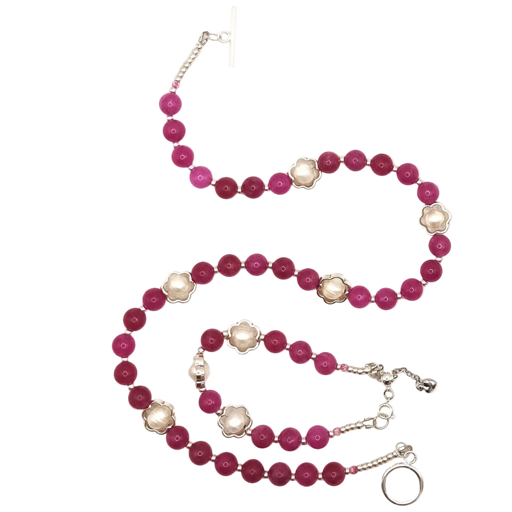 Fuchsia Flamenco Duo - Agate & Plaqué Argent