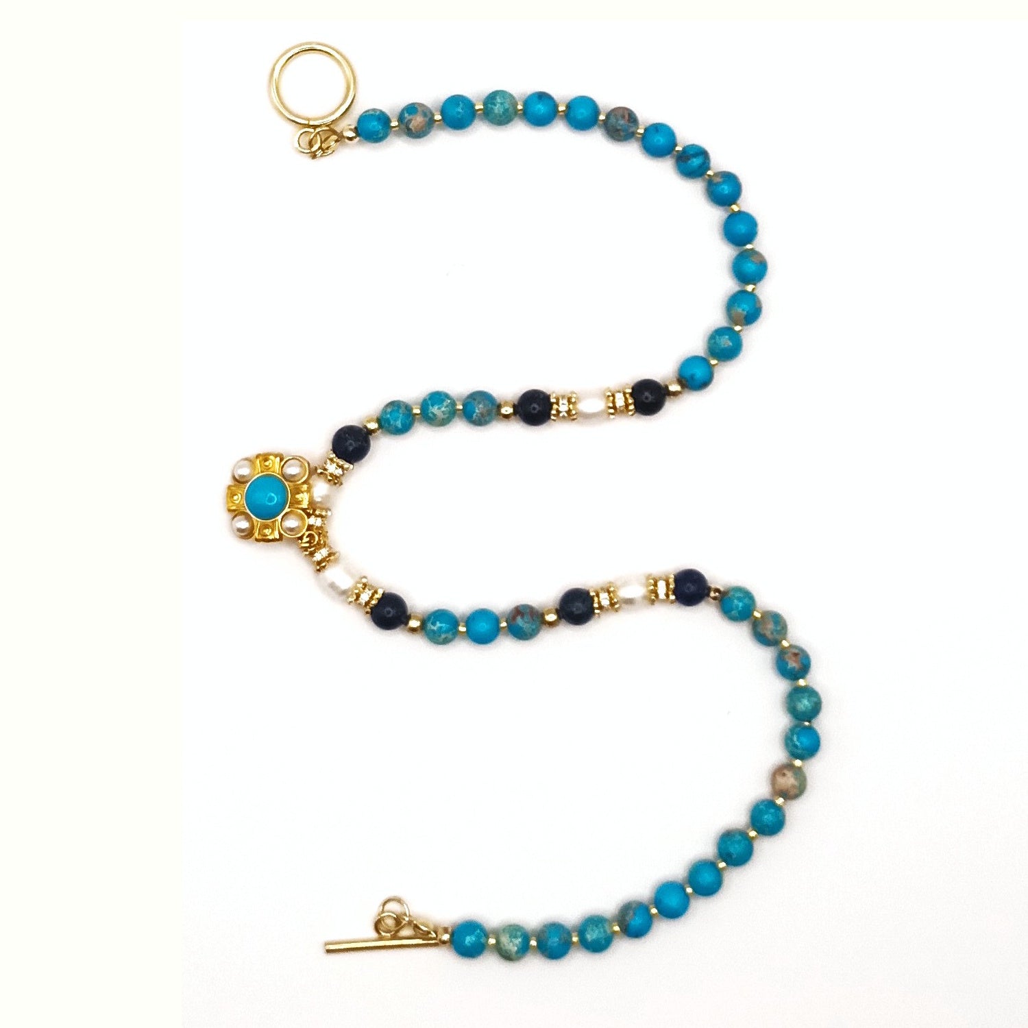 Lumière D'Azur - Perles De Culture, Lapis-Lazuli & Acier Plaqué Or