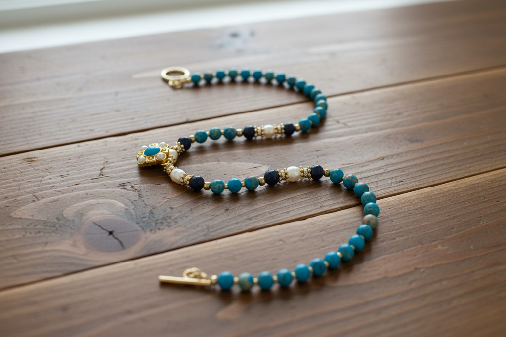 Lumière D'Azur - Perles De Culture, Lapis-Lazuli & Acier Plaqué Or