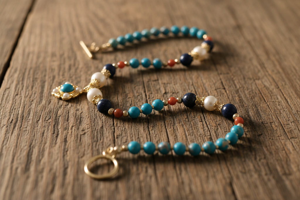 Azure - Perles De Culture, Lapis-Lazuli & Acier Plaqué Or 18K