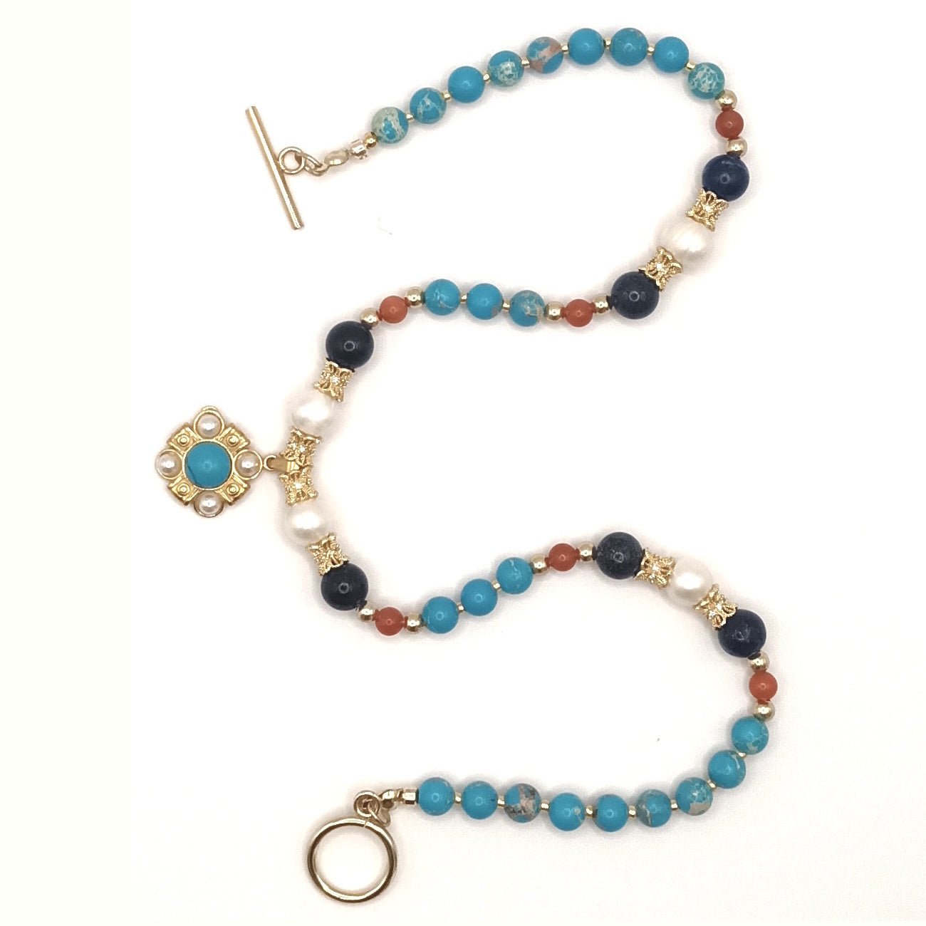 Azure - Perles De Culture, Lapis-Lazuli & Acier Plaqué Or 18K