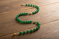 Oasis Collier- Agate Verte & Laiton Finition Platine