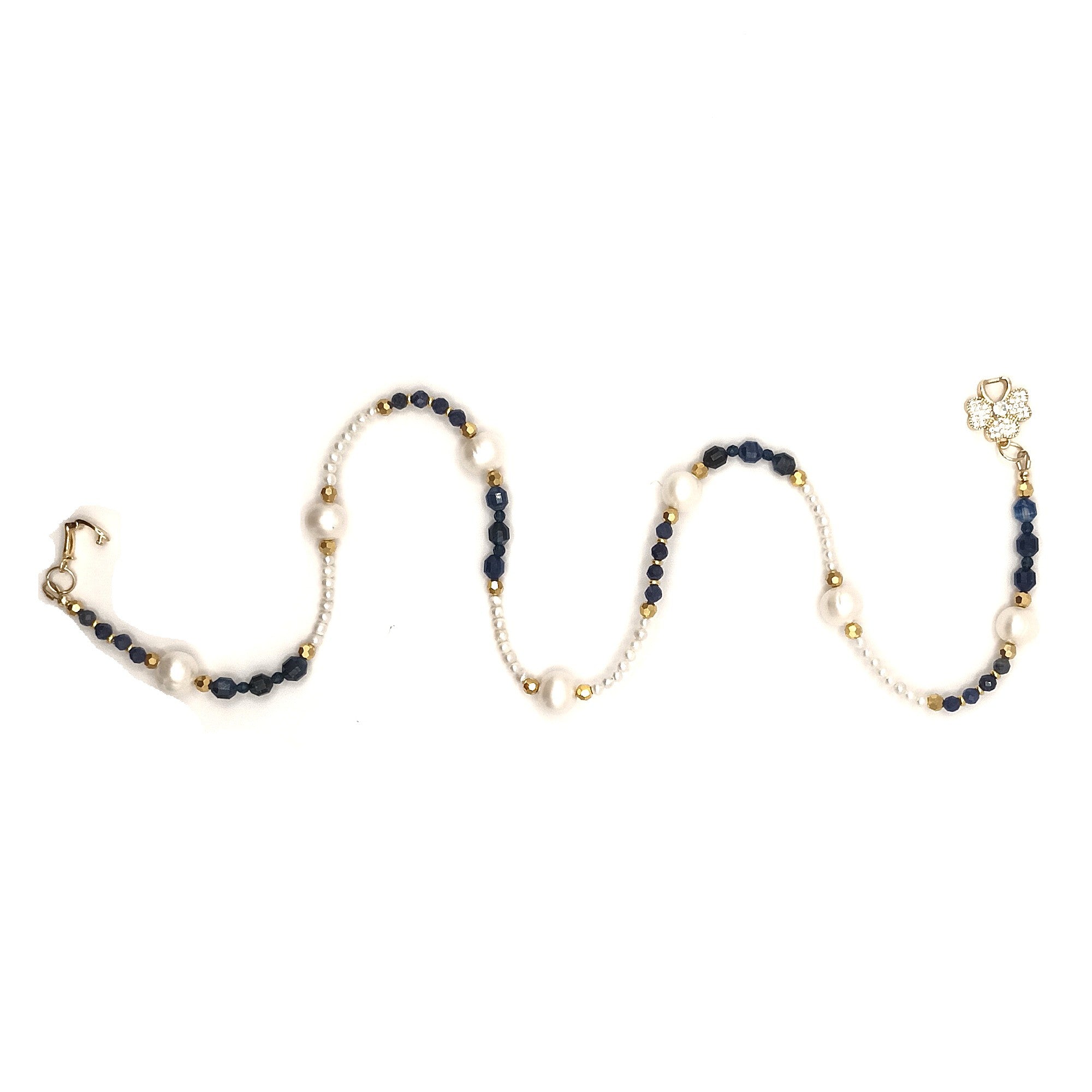 Kyanite Bleue Royale – Collier Artisanal & Perles – Laiton Plaqué or 18K