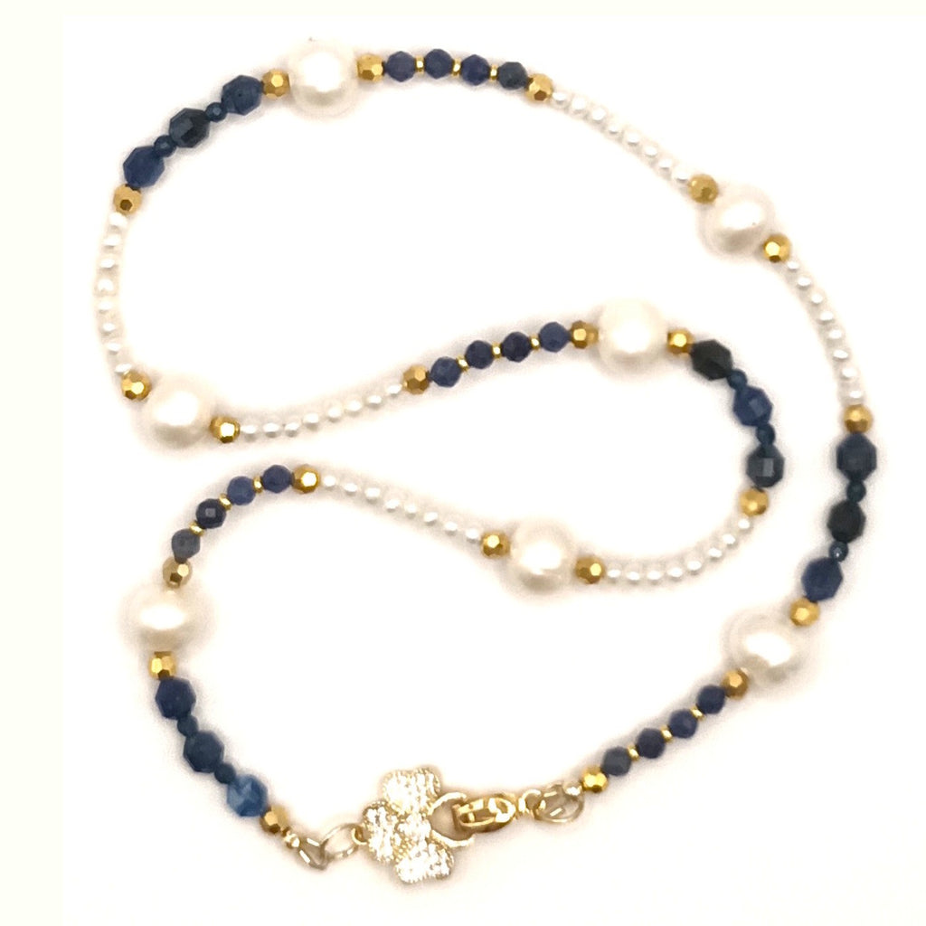 Kyanite Bleue Royale – Collier Artisanal & Perles – Laiton Plaqué or 18K