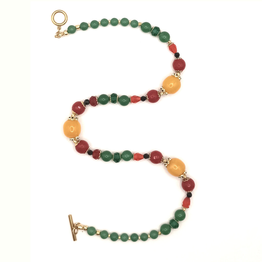 Solar Harmony - Ambre Jaune, Agate Verte & Spinelle - Finition Or 14K