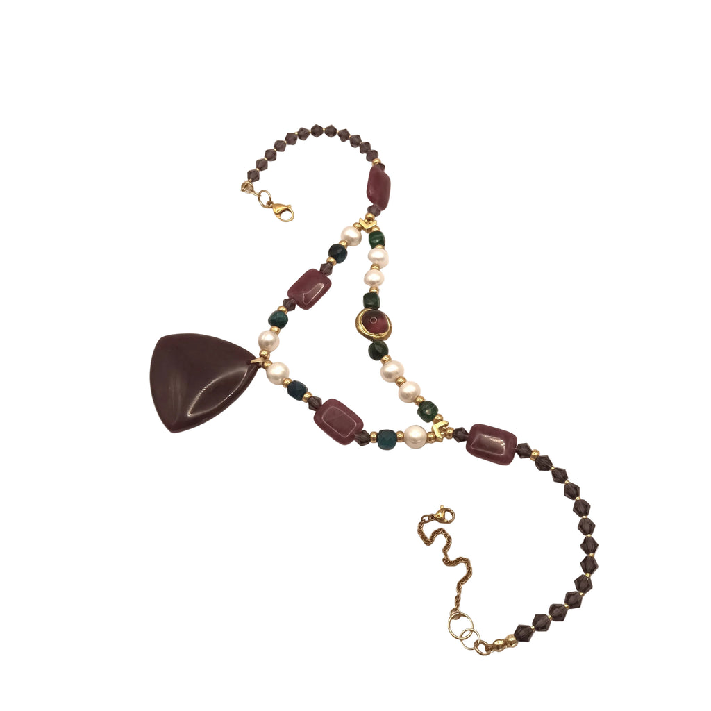 Royal Burgundy - Agate & Acier Inoxydable Plaqué d'or