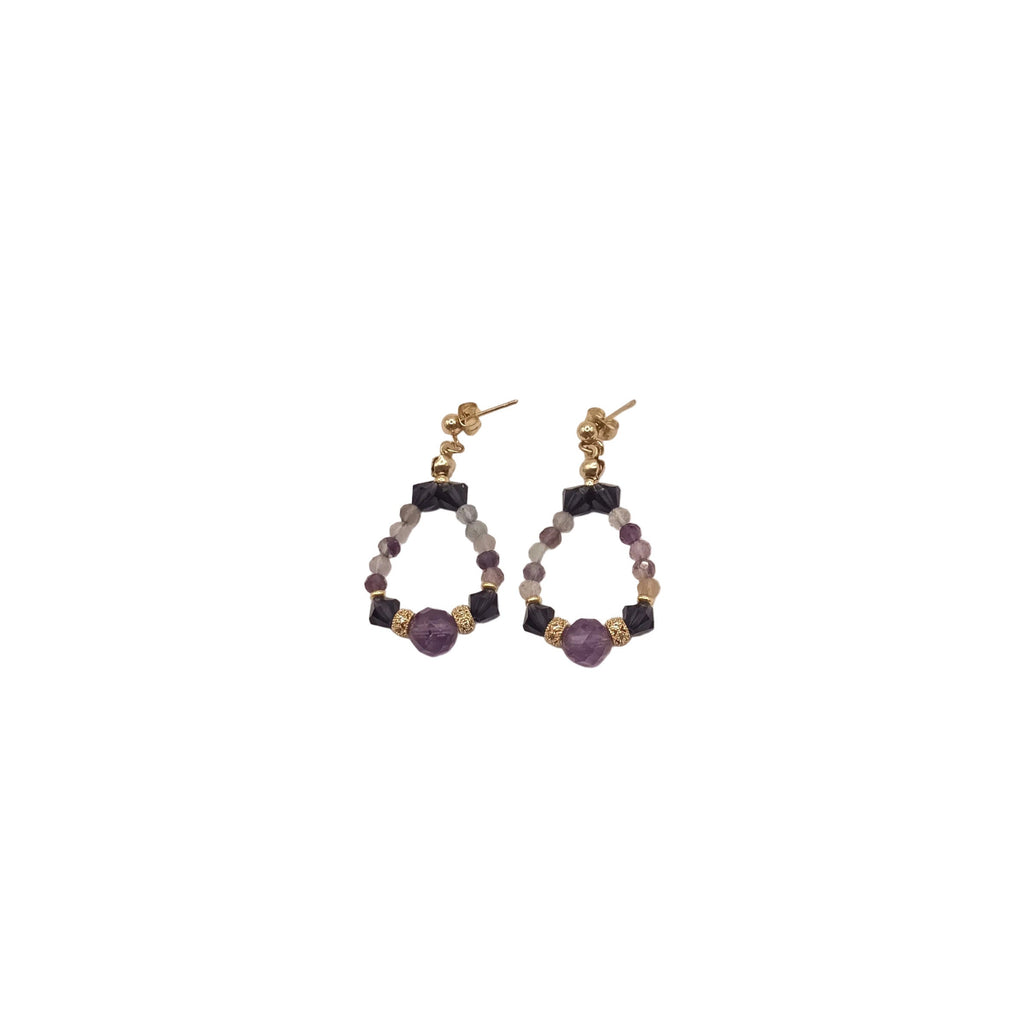 Amethyst & Fluorite Sparkle Set - Zircons Cubiques, Laiton & Acier Inoxydable Plaque d'or