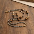 Labradorite & Goldenrod Pearl Duo- Pierres Naturelles & Acier Inoxydable Plaqué D'or