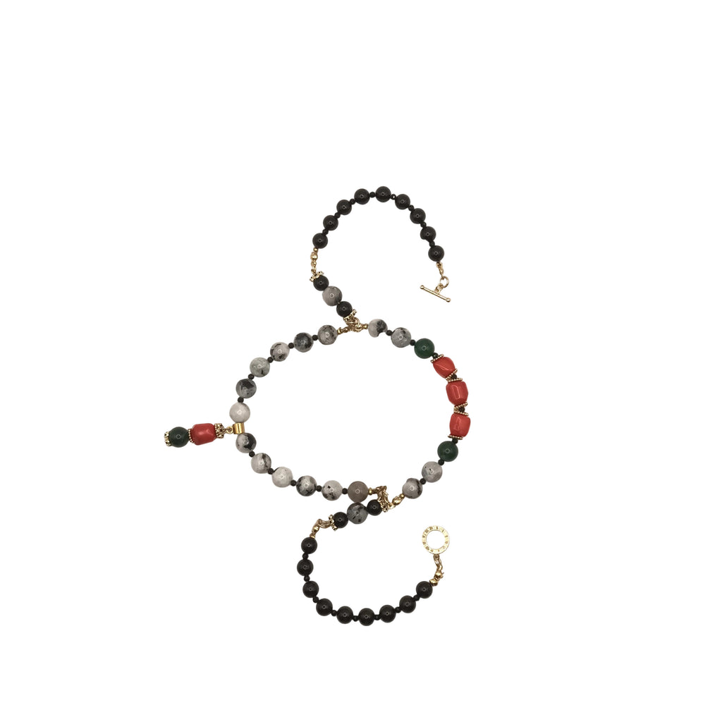 Contrasts Of The Earth - Opale Africaine, Corail & Plaqué Or 18K