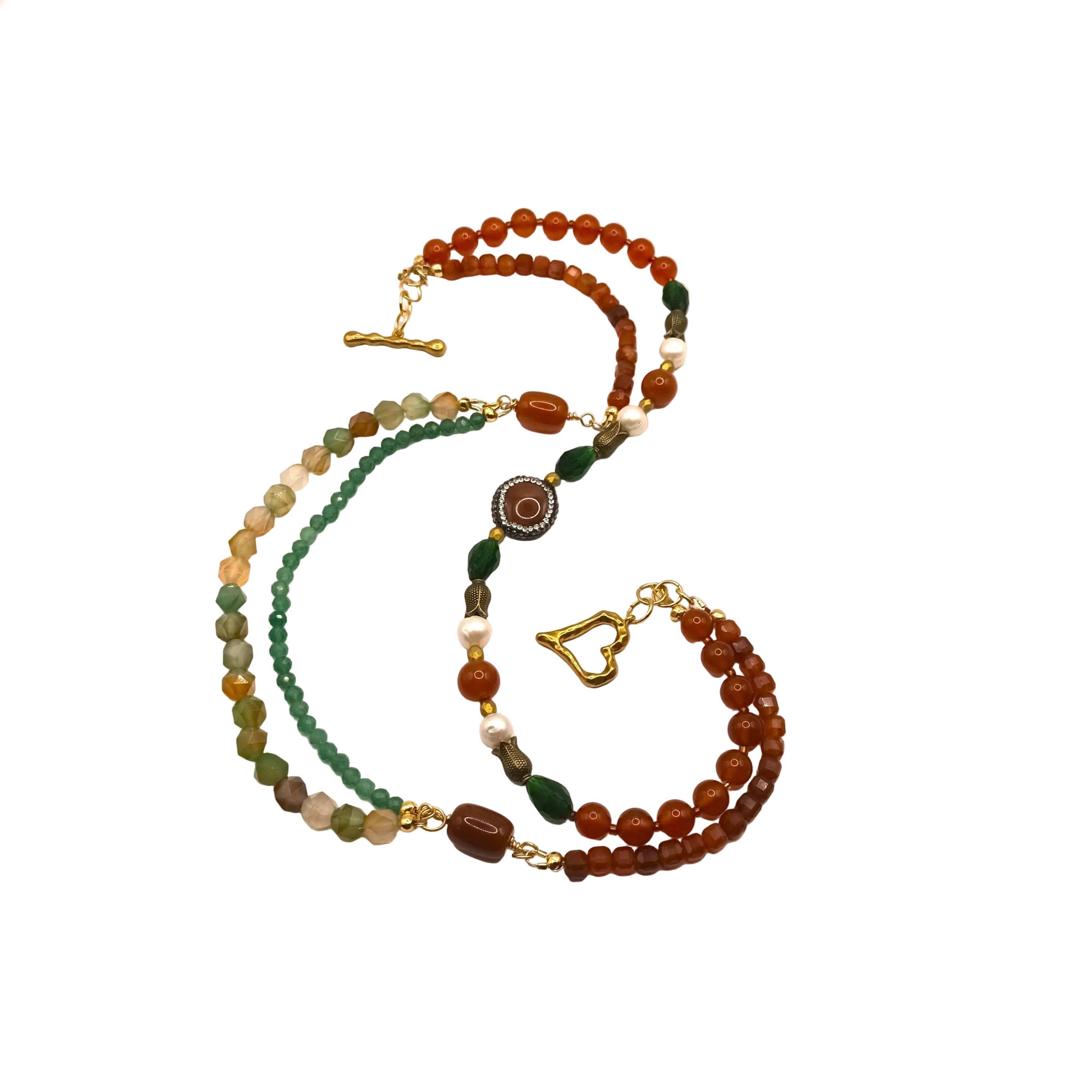 Mediterranean Heritage Collier - Agate & Plaqué Or 18K
