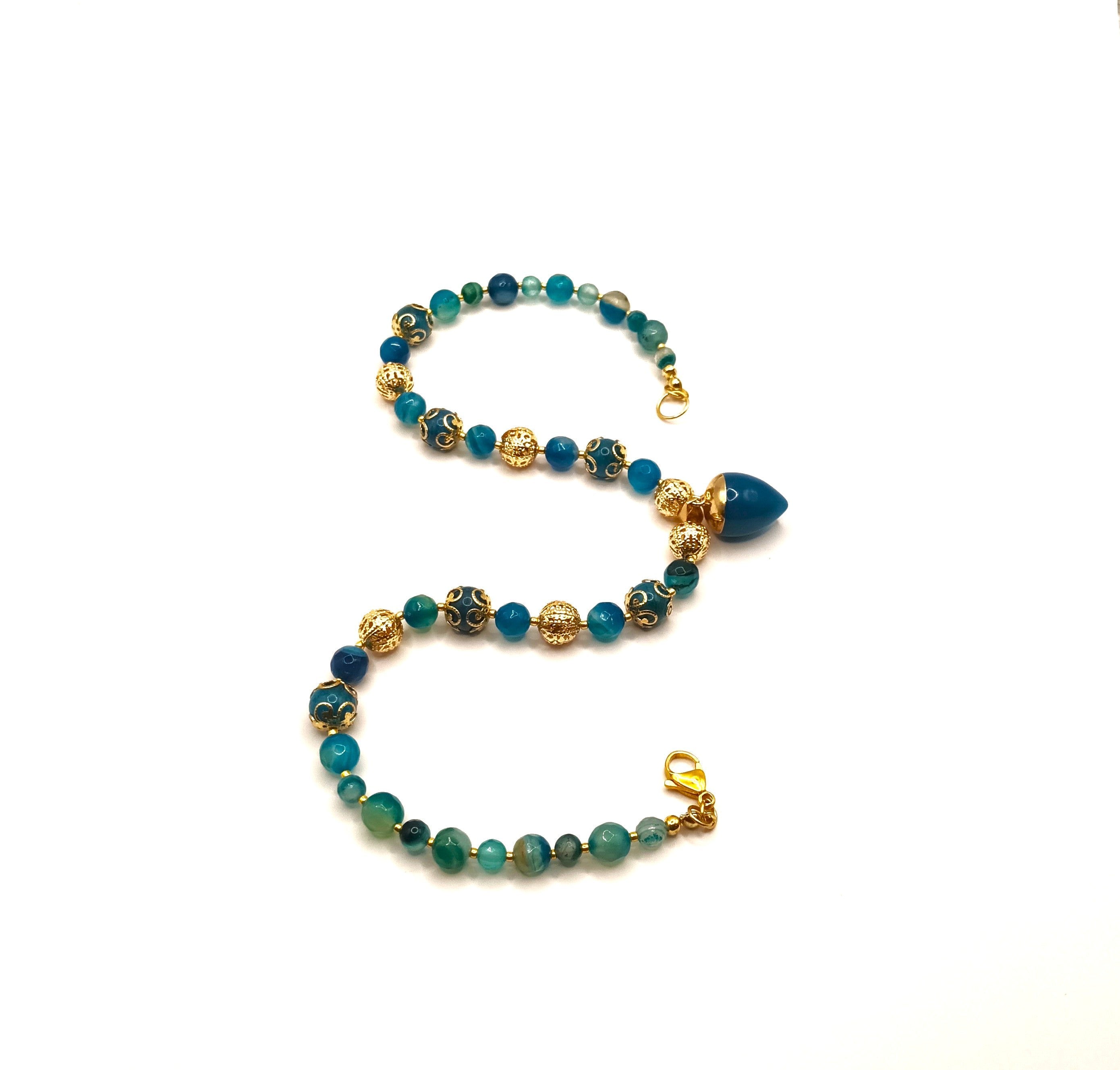 Lagoon Blue - Apatite Naturelle & Acier Inoxydable 316L