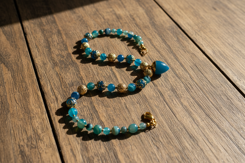 Lagoon Blue - Apatite Naturelle & Acier Inoxydable 316L
