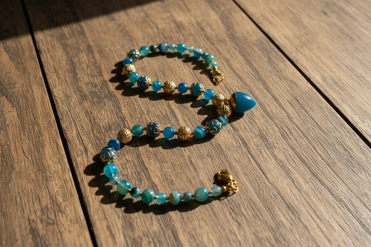 Lagoon Blue - Apatite Naturelle & Acier Inoxydable 316L