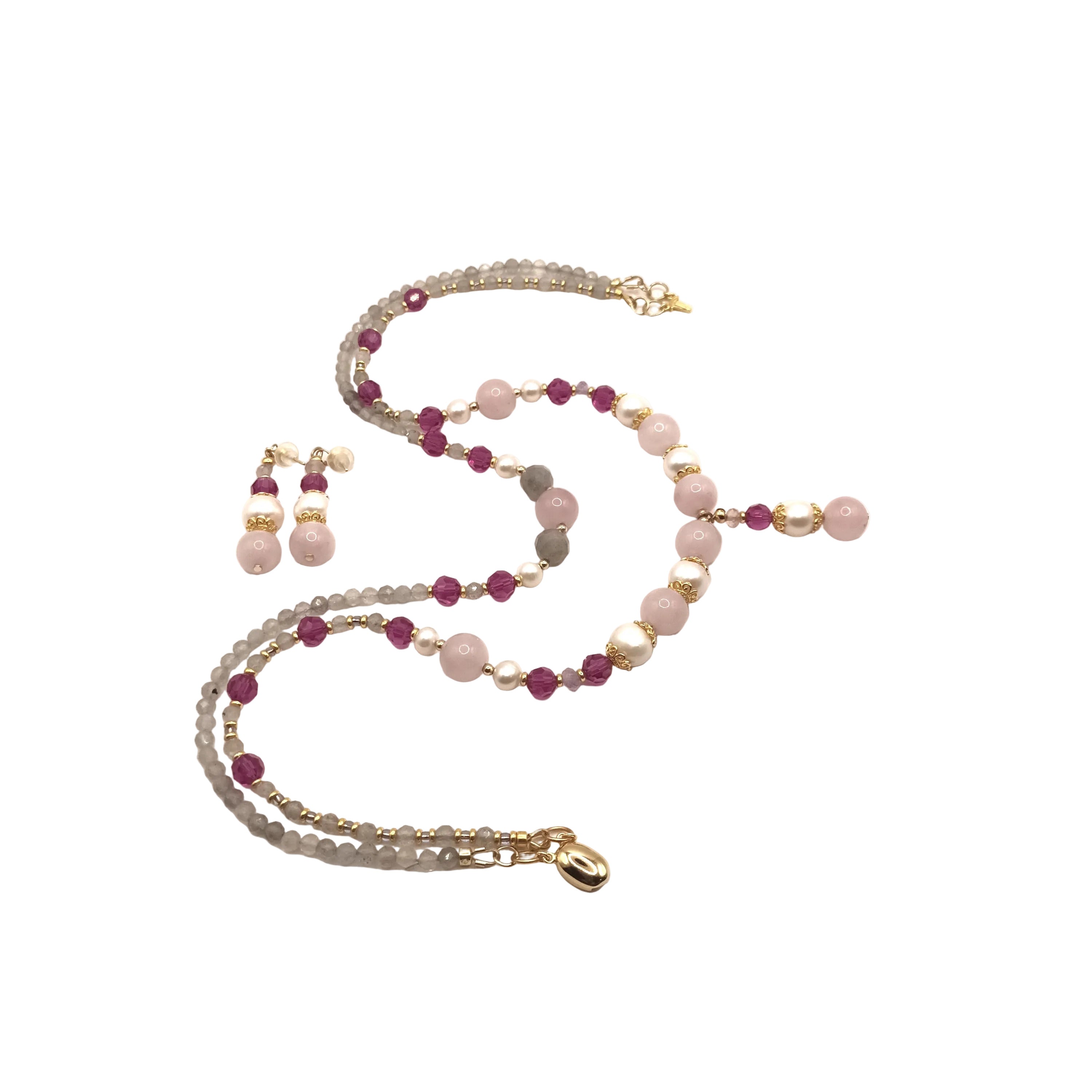 Garden Romance Ensemble- Quartz Rose & Argent S925 Doré