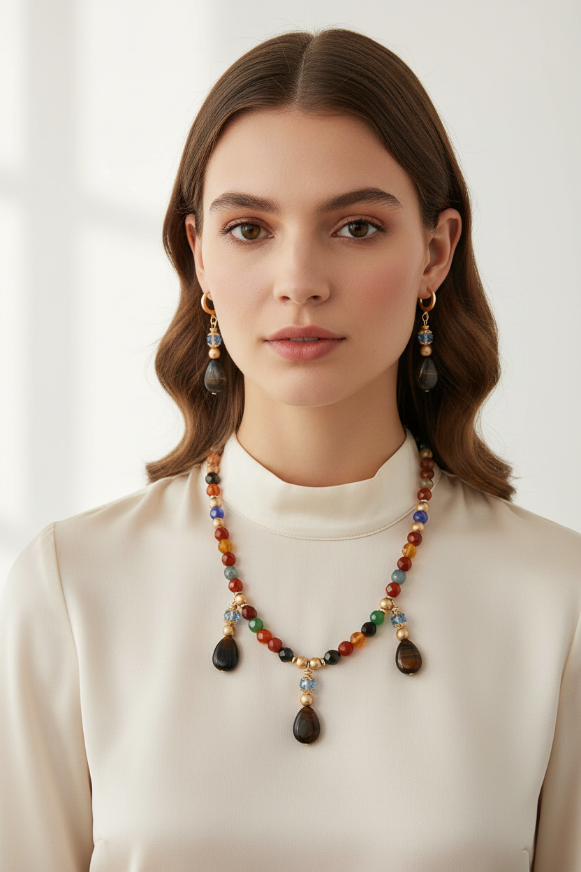 Ethnic Chic - Agate Multicolore & Métal Doré