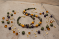 Solar Sparkle Collier - Agate Bumblebee, Serpentine & Plaqué Or 24K