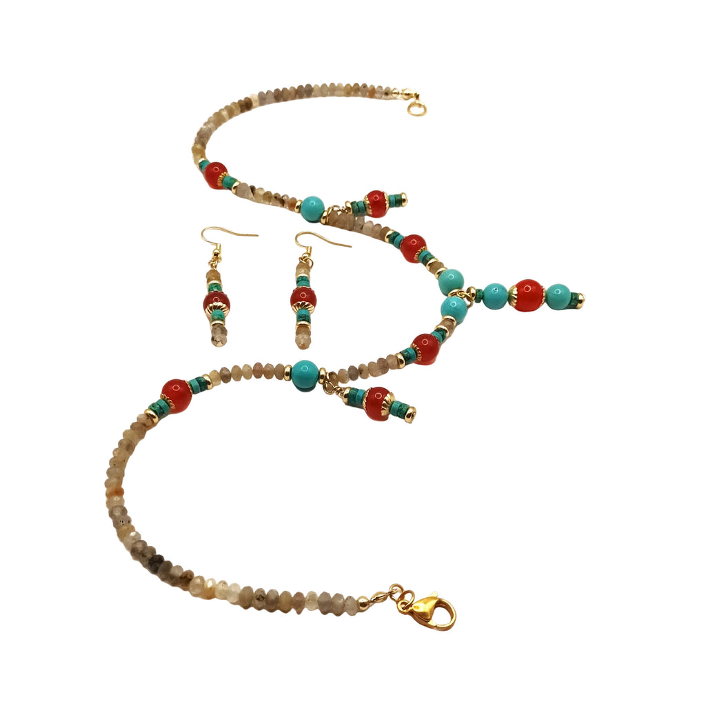Triple Radiance Duo - Turquoise, Agate & Acier Inoxydable