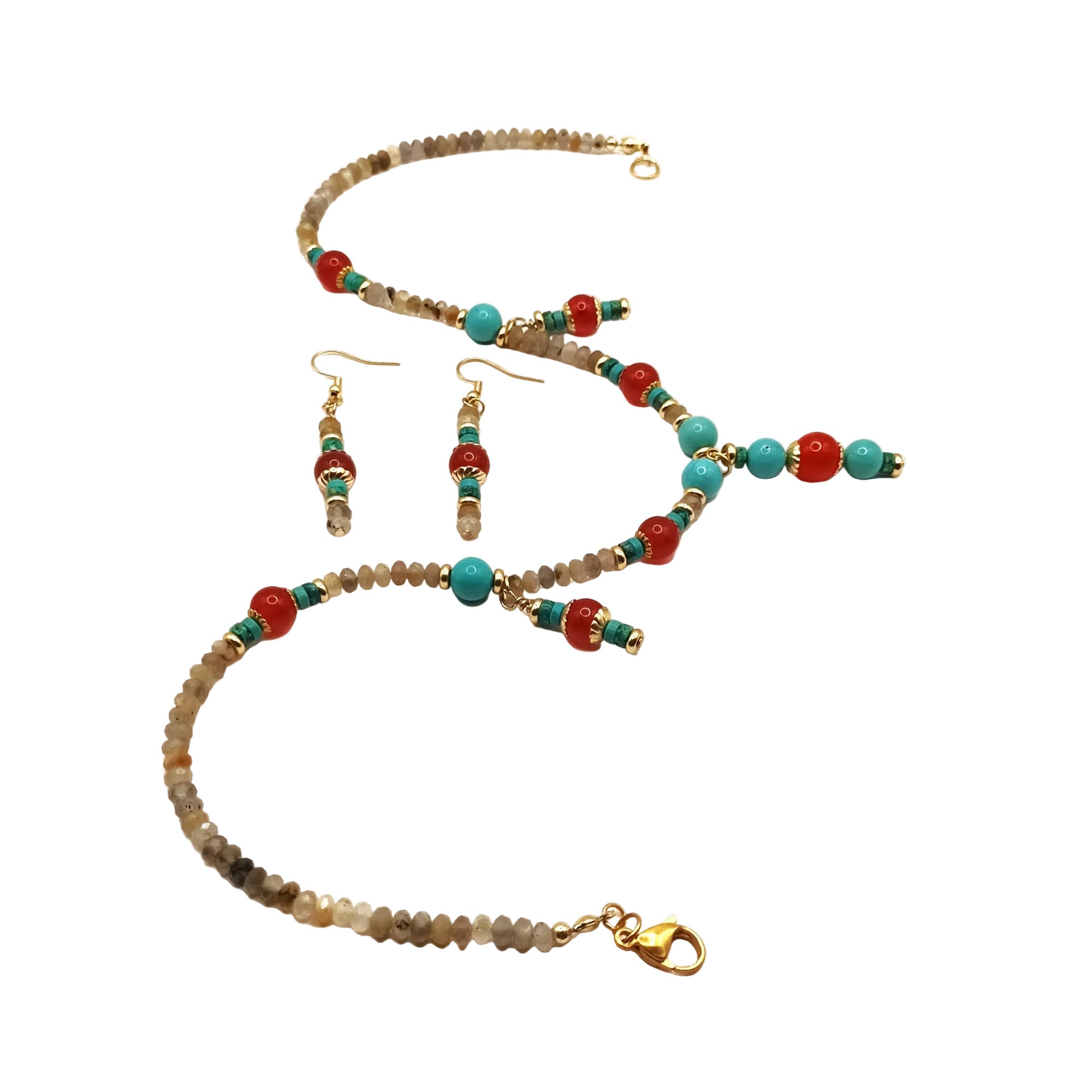 Triple Radiance Duo - Turquoise, Agate & Acier Inoxydable