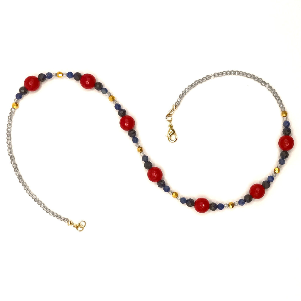 Scarlet Mystic Ensemble - Agate Corail Rouge & Plaqué Or