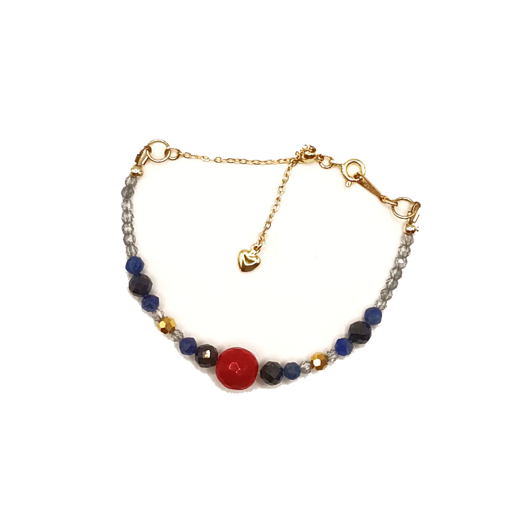 Scarlet Mystic Ensemble - Agate Corail Rouge & Plaqué Or