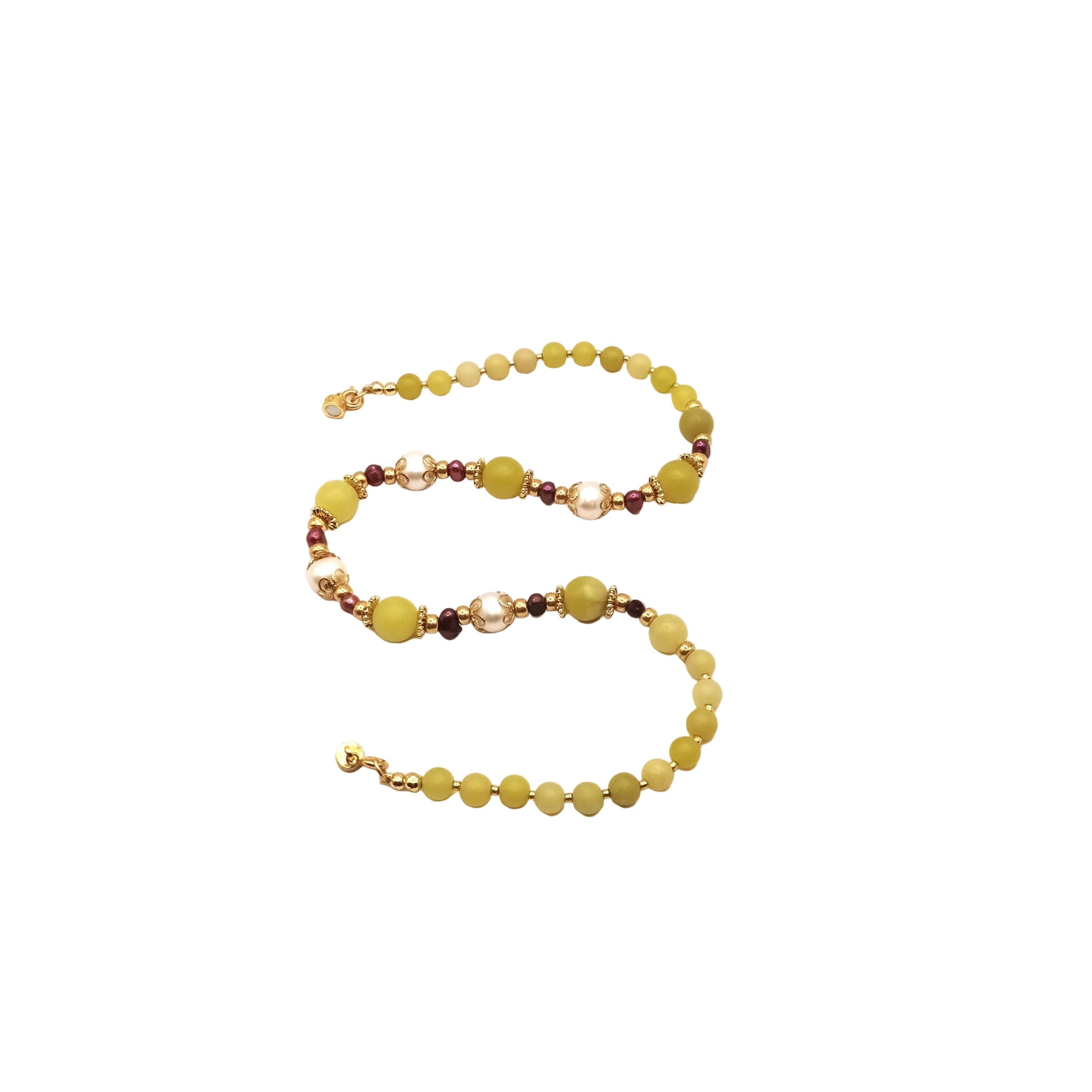 Lemon Harmony Collier- Jade Citron, Laiton Argent plaquée Or et Argent S925