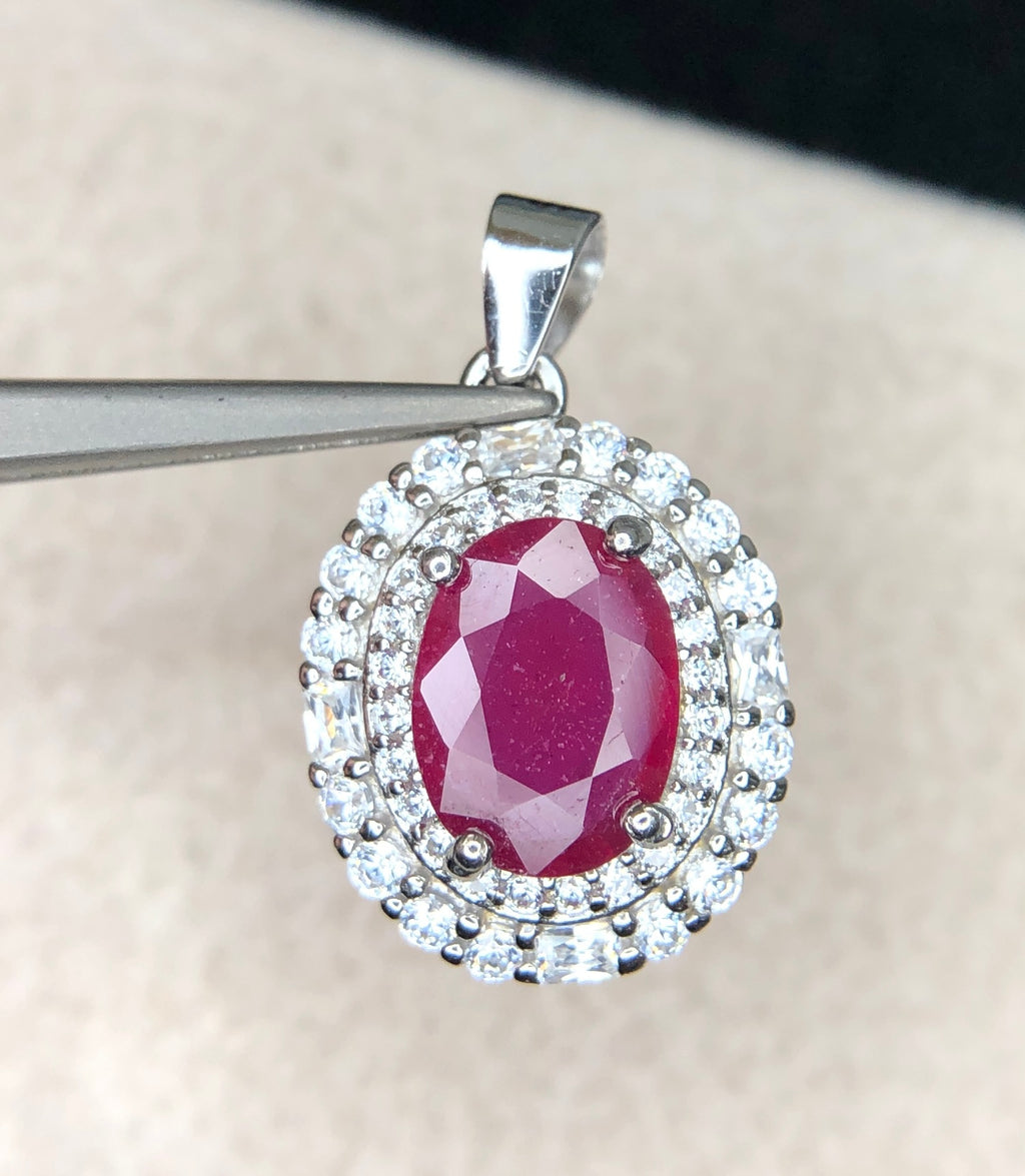 Splendide parure ornée de Rubis & Argent 925 Rhodié
