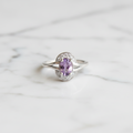 Bague avec améthyste naturelle et zircons (CZ) Argent 925 Rhodié