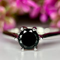 Bague ajustable en Spinelle Noir Naturel et Argent Rhodié