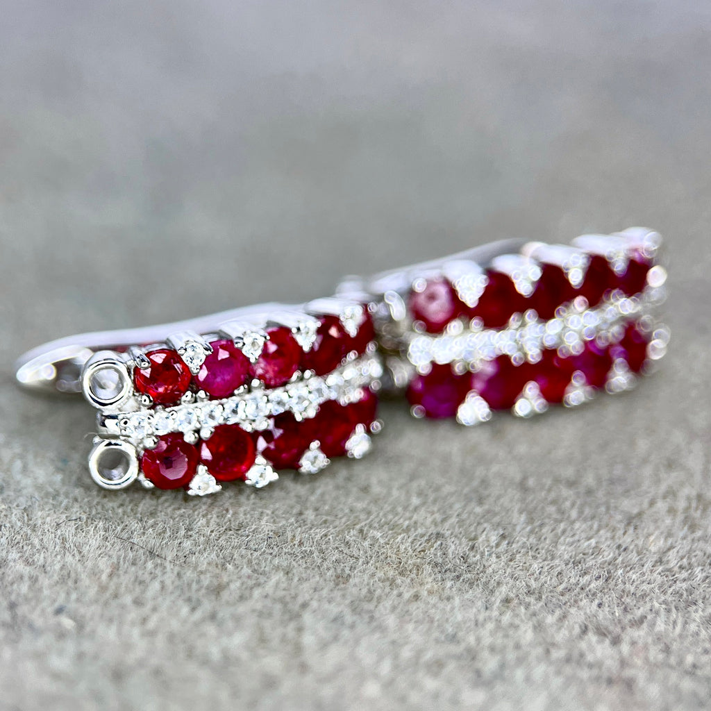 Boucles d'Oreilles - Rubis & Argent 925