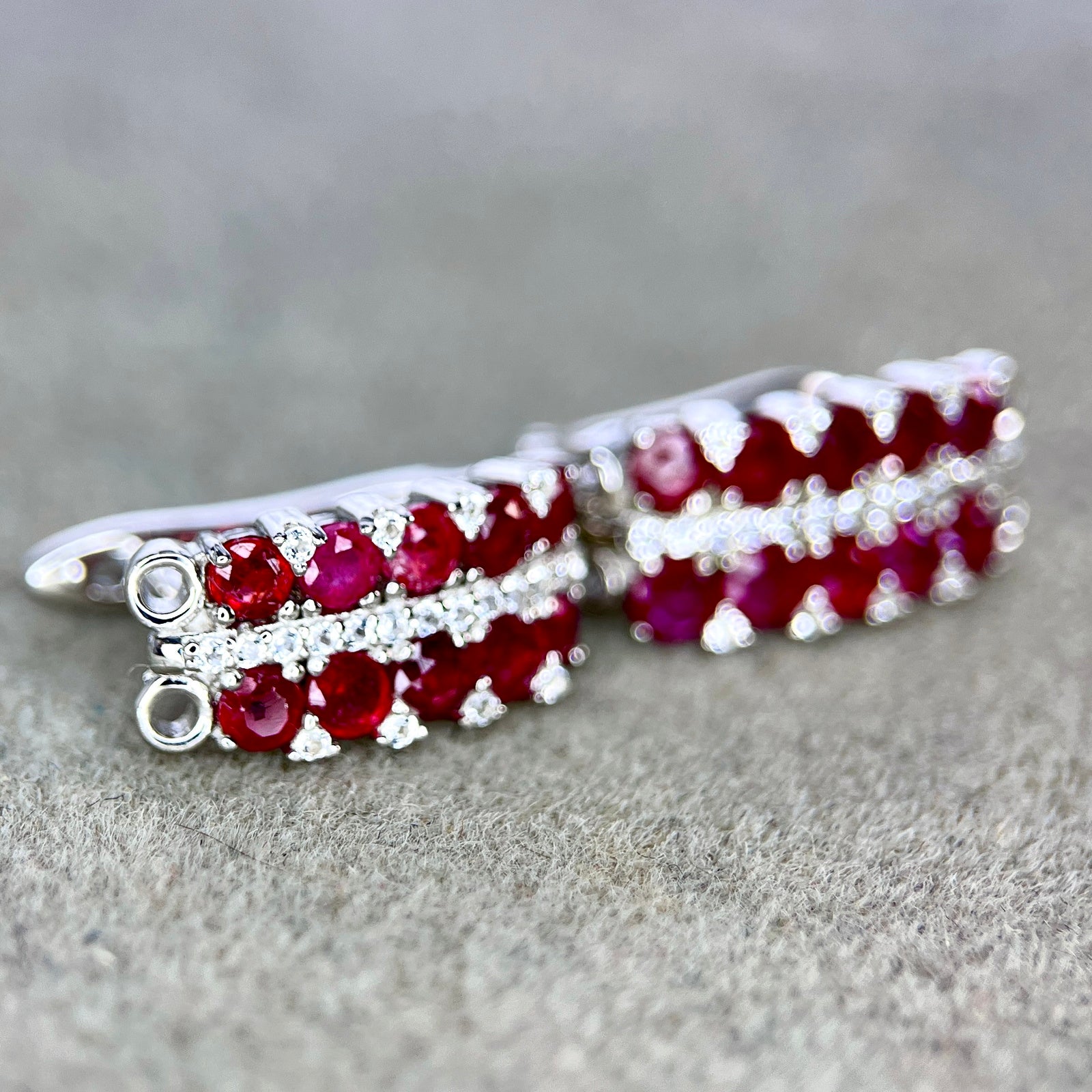Boucles d'Oreilles - Rubis & Argent 925