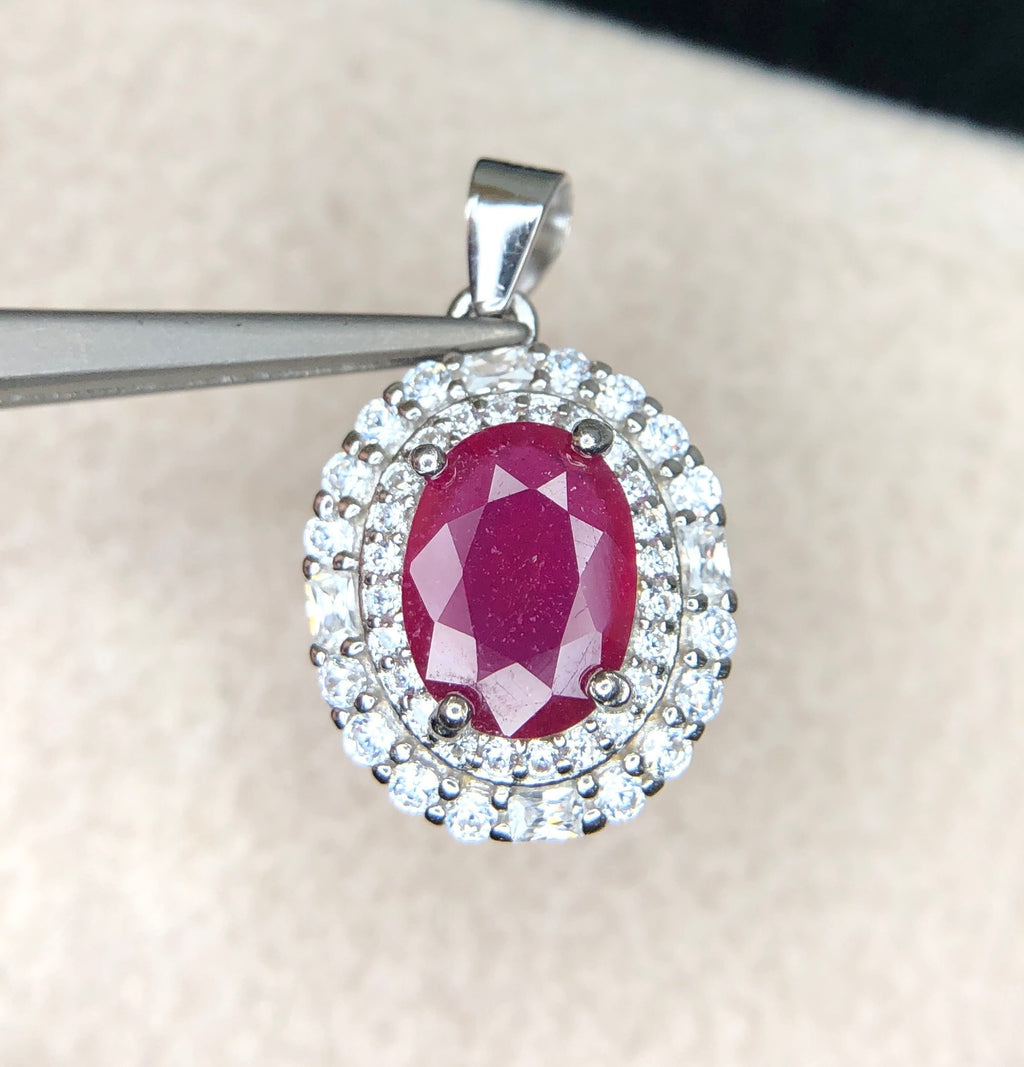Splendide parure ornée de Rubis & Argent 925 Rhodié
