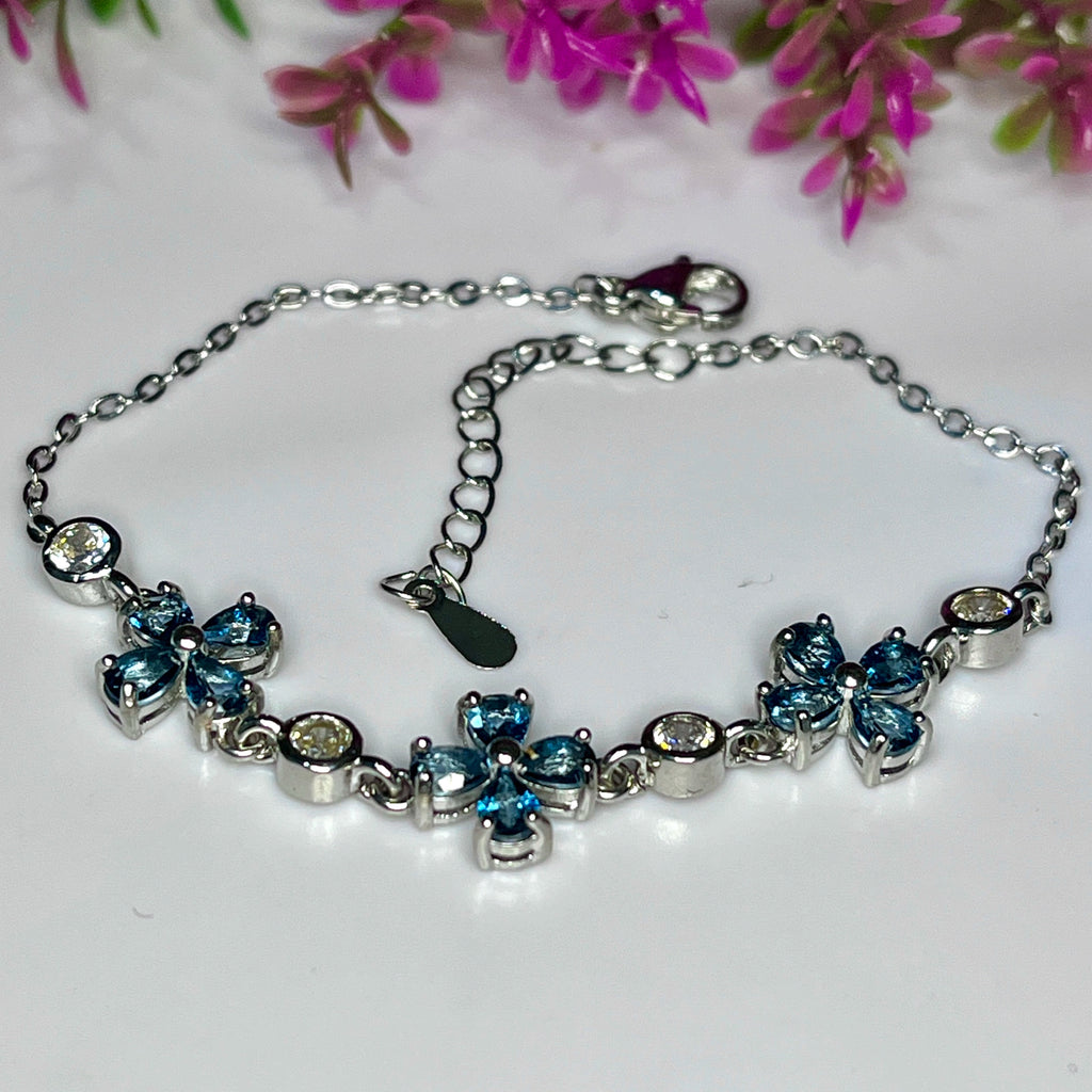 Bracelet Éclat Océanique - Topaze London Blue & Argent Rhodié