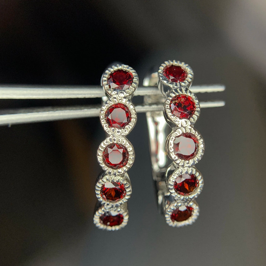 Parure Tennis - Grenat Rhodolite 41 Ct & Argent 925 Rhodié