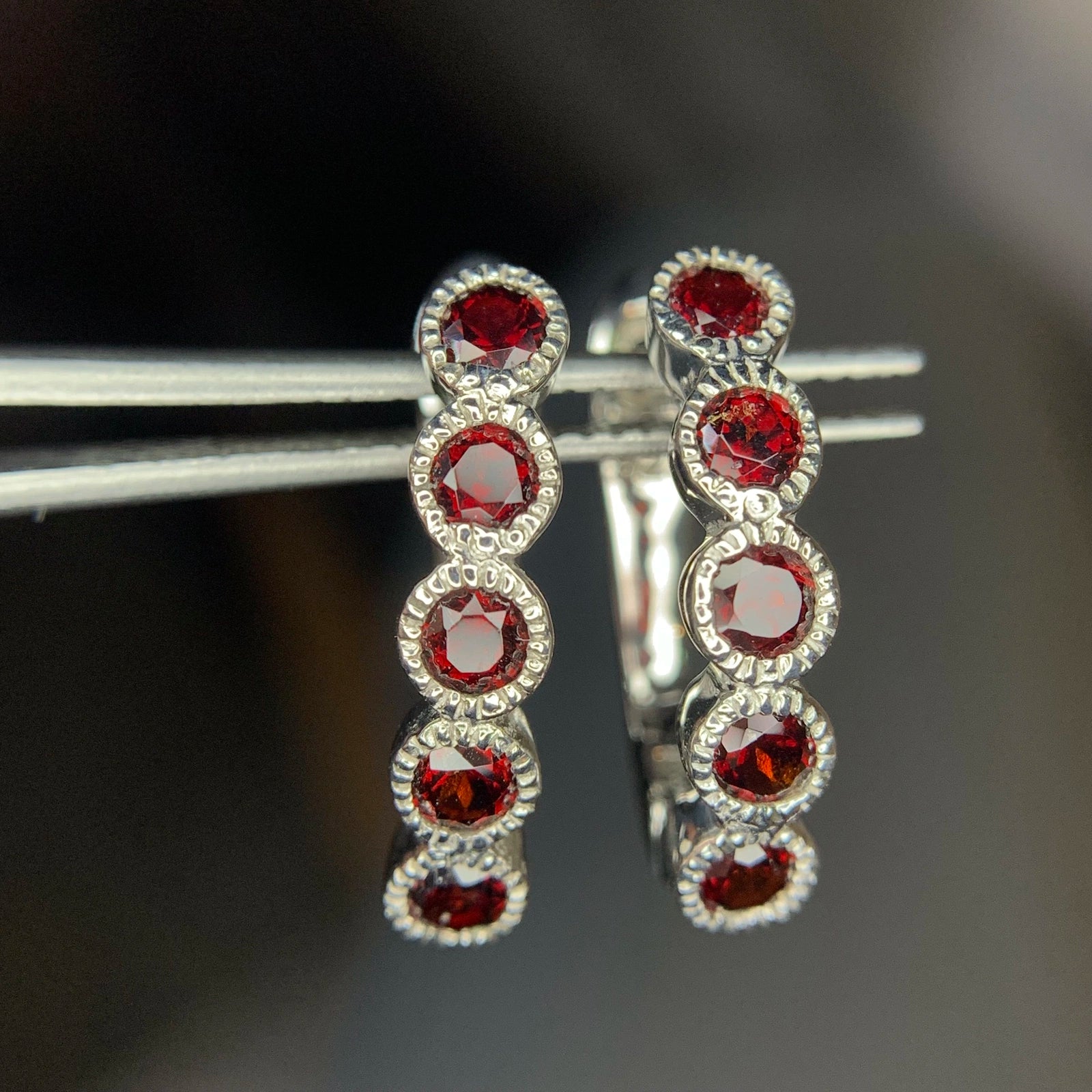 Parure Tennis - Grenat Rhodolite 41 Ct & Argent 925 Rhodié