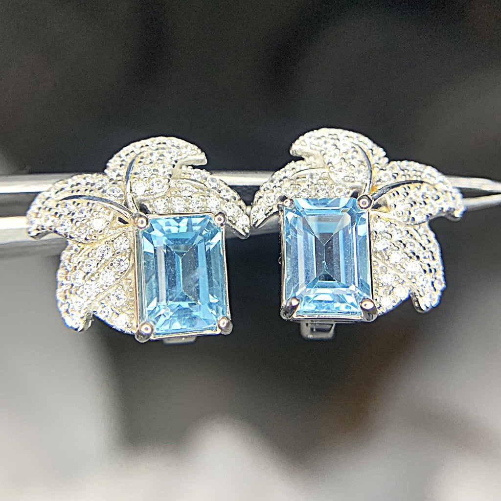 Boucles d'Oreilles - Topaze Naturel & Argent S925 Plaqué Rhodium