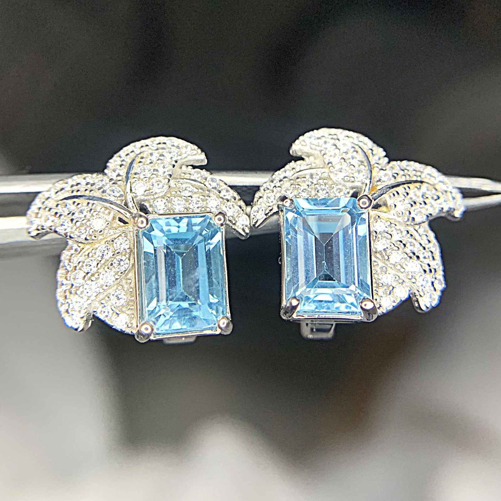 Boucles d'Oreilles - Topaze Naturel & Argent S925 Plaqué Rhodium