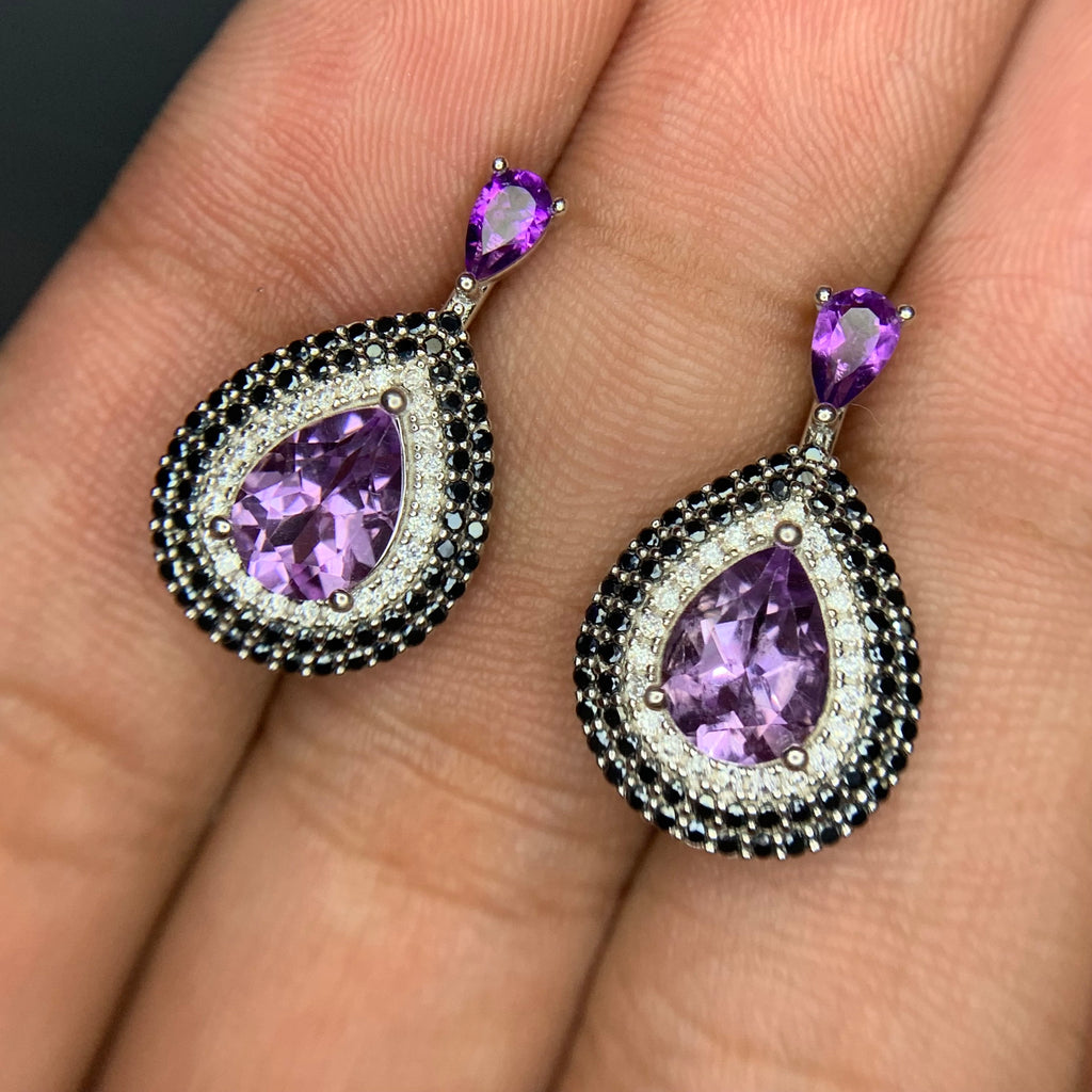 Magnifique Parure en Améthyste Naturelle et Spinelle & Argent 925 Rhodié 47.30CT