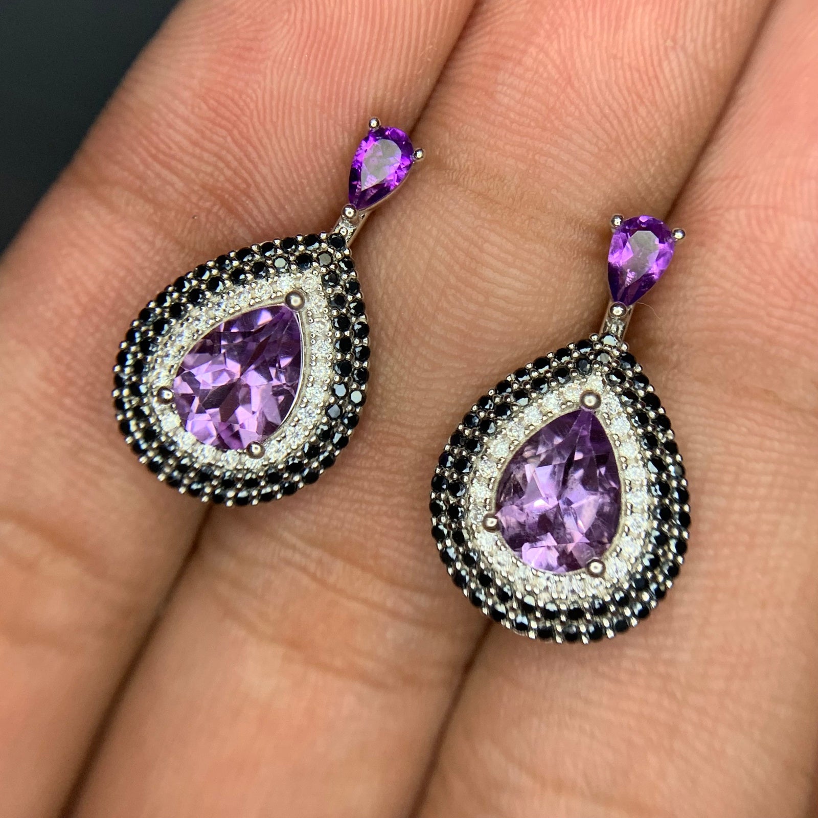 Magnifique Parure en Améthyste Naturelle et Spinelle & Argent 925 Rhodié 47.30CT