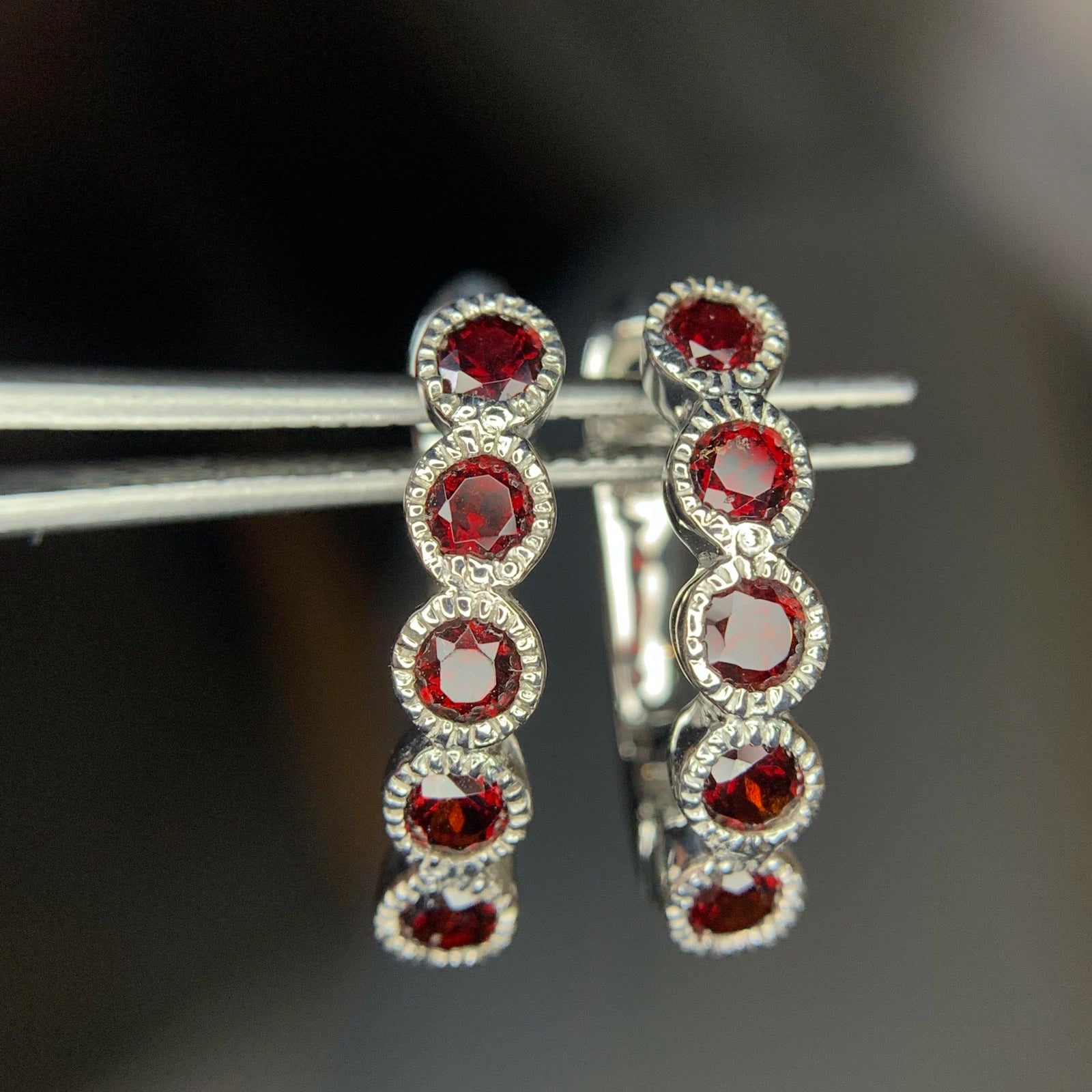 Parure Tennis - Grenat Rhodolite 41 Ct & Argent 925 Rhodié