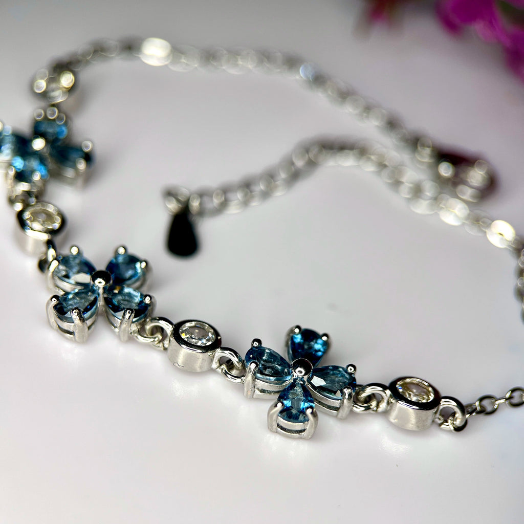 Bracelet Éclat Océanique - Topaze London Blue & Argent Rhodié